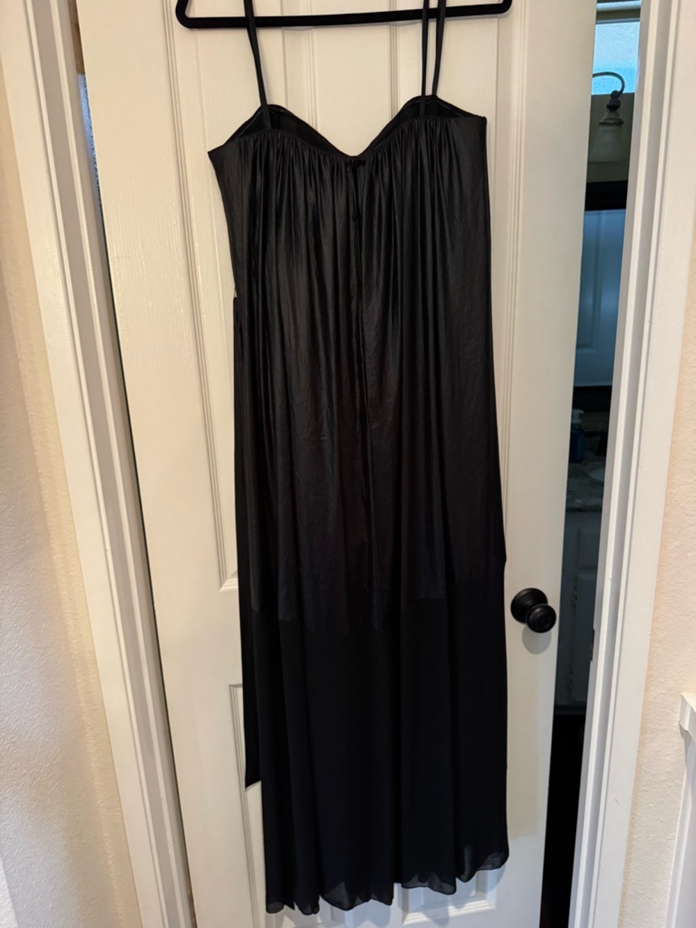 BCBGMaxAzria Black Strapless Metallic & Sheer Maxi Dress